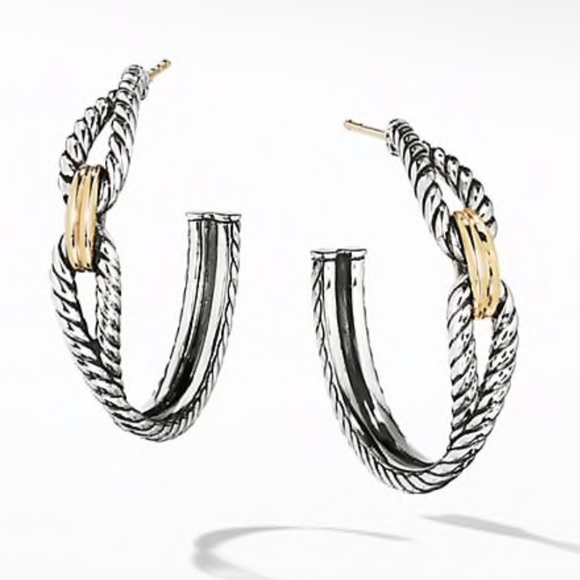 David Yurman Jewelry - David Yurman Cable Loop Hoop Earrings 18K Gold